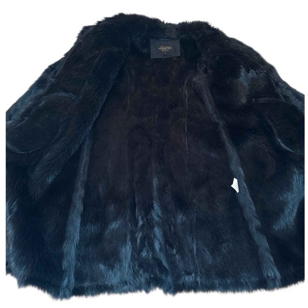 Donna Salyers Fabulous Furs Navy Cascading Faux Fur Coat Jacket XS Luxe Winter - Picture 9 of 16